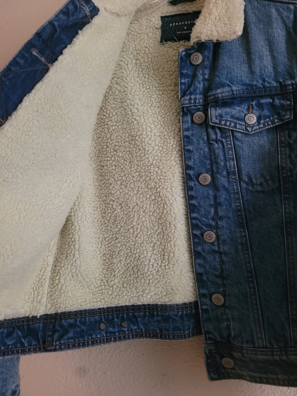 Aeropostale Sz Small Sherpa Lined Denim Jacket - Picture 5 of 8